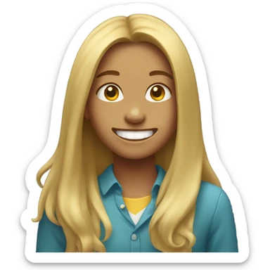 smiling girl with long hair and gold teeth  sticker