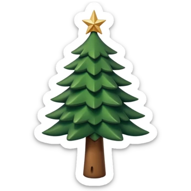 Un emoji représentant un petit sapin stylisé, sans bouche, avec deux grands yeux de biche brillants couleur cannelle. Style minimaliste, mignon et expressif, comme un sticker ou un emoji moderne. Fond parfaitement transparent, haute qualité, bien centré. sticker