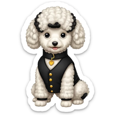 Caniche blanca con chaleco negro sticker