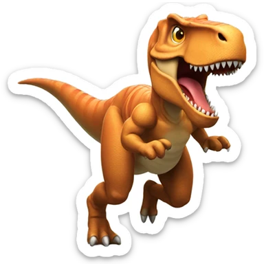 running t-rex with muscular arms  sticker