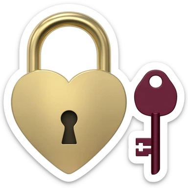 beige heart-shaped lock with key burgundy sticker