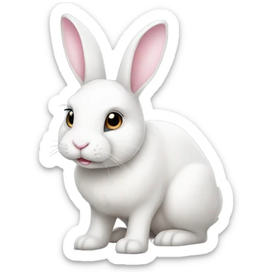 A cute white bunny with a light pink nose sticker