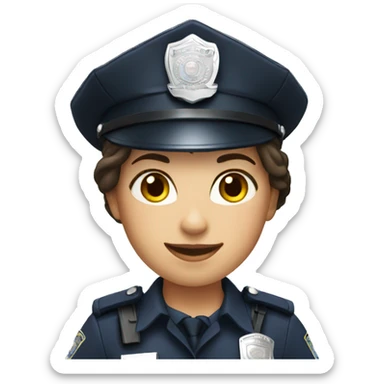 A police woman, white skin, happy sticker