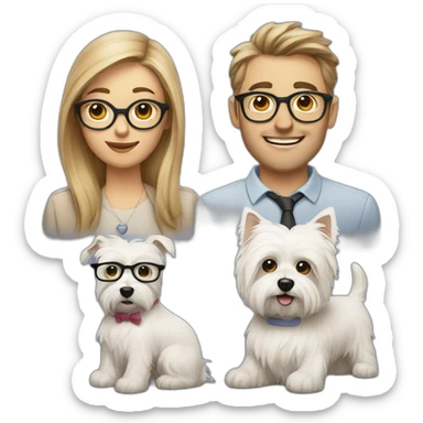 Man with glasses anda woman with a westie dog girl sticker