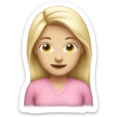 white female employee in pink clothes sticker