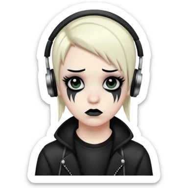an emo nonbinary person listening to metal sticker