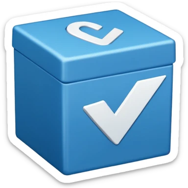 Side way check mark in bule box 2d sticker