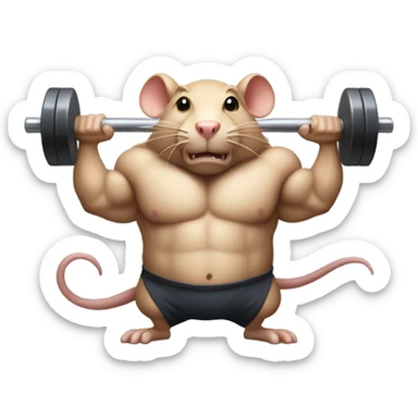 a muscular rat lifting a heavy barbell sticker