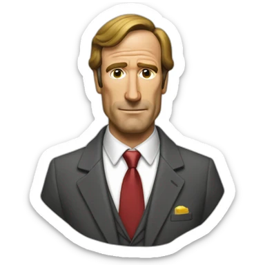Saul Goodman with his classic ear pice and his icon is pose sticker