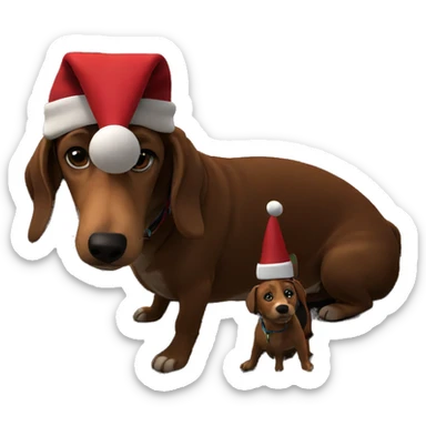 dog in santa hat on couch sticker