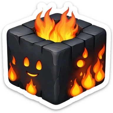 cubes of burning coal sticker