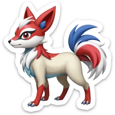 Colorful Skilled Adept Graceful Asian Painted Meloetta-Lycanroc-Absol-Zangoose-fusion-hybrid-creature (full body) sticker