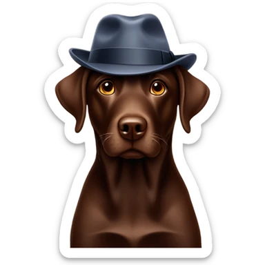 Chocolate lab wearing a fedora sticker