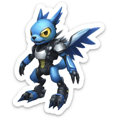 cute cool edgy futuristic punk Digimon-Fakemon-animal full body sticker