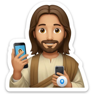 Jésus sur son téléphonesur son téléphone sticker