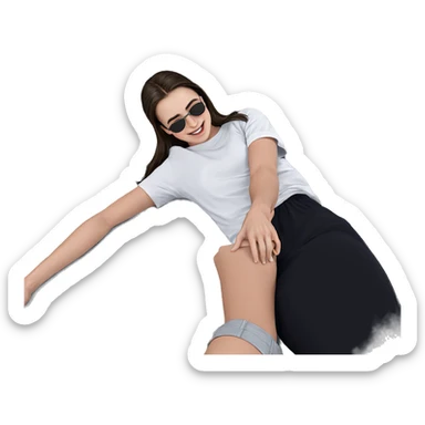 girl lying on pillow smiling sticker