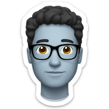 a nerdy man with black hair and glasses sticker