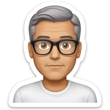george clooney cartoon wearing tshirt & glasses sticker