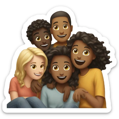 happy friends indoors together sticker