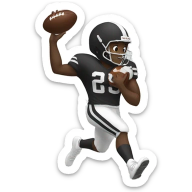 black football player scoring touchdown sticker