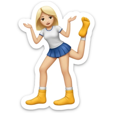 Femme blonde déguisée en  chaussette géante sticker
