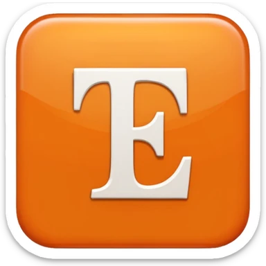 make me an emoji of a orange square with a white E in the center large E must have times new roman font sticker