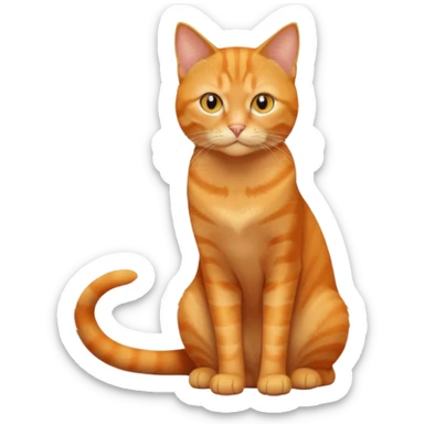 full body solid orange domestic shorthair slim cat with yellow/orange eyes sitting sticker