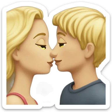 Blond boy kissing a blonde girl sticker