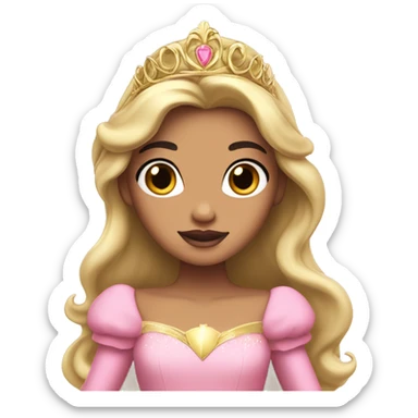 Princess Aurora with black hair with gold tiara pink dress   sticker