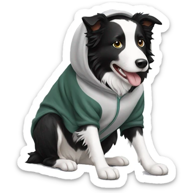 Border Collie with hoodie sticker