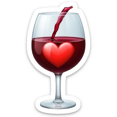 Genera un emoji de un corazón blanco con vino tinto , sencillo y lindo  sticker