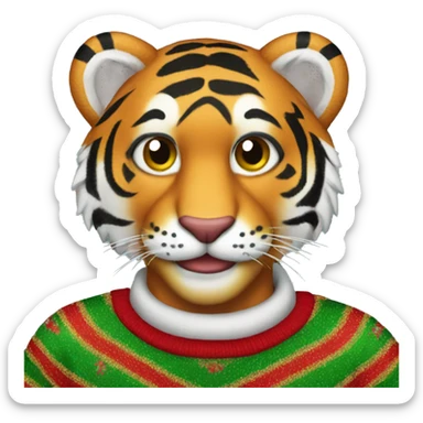 Gay tiger with a christmas jumper sticker