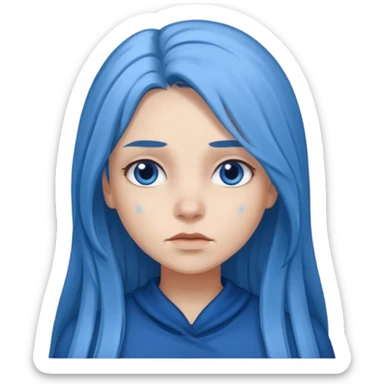 blue long hair killing looks in gray girl sticker