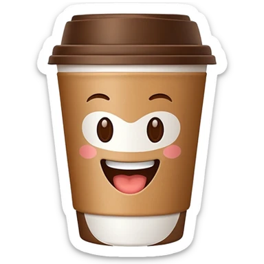 one coffe take away cup with coffee and a smiling mouth  sticker