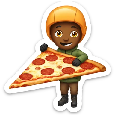 Skiing pizza sticker