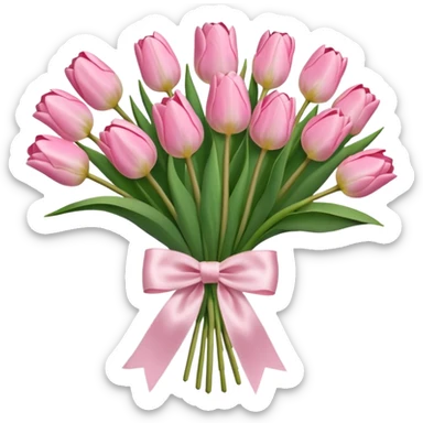 light pink tulip bouquet with light pink bow sticker