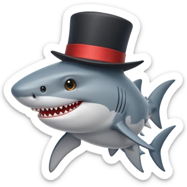 Shark with a top hat sticker