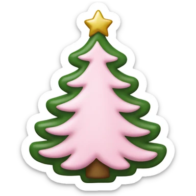 Light pink Pink Christmas tree white ornament  sticker