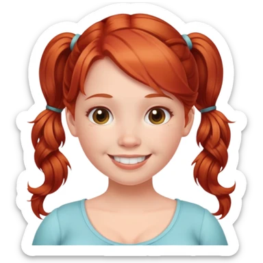 smiling pregnant girls with redhead pigtails  sticker