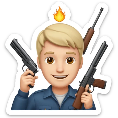 Smiling man with a gun to his head sticker