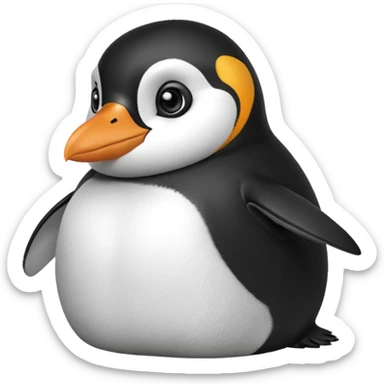 peguin hald body, hand on chin, wow suprise, half body sticker