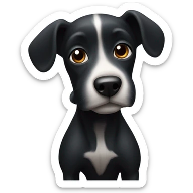Little tiny black dog with white stripe in  sticker