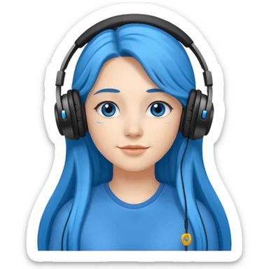 blue long haired woman with headphone sticker