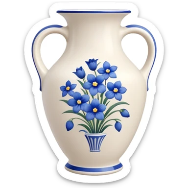 white vase with blue flowers sticker