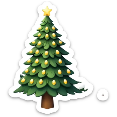 Christmas tree with white lights in nature and snow on top sticker