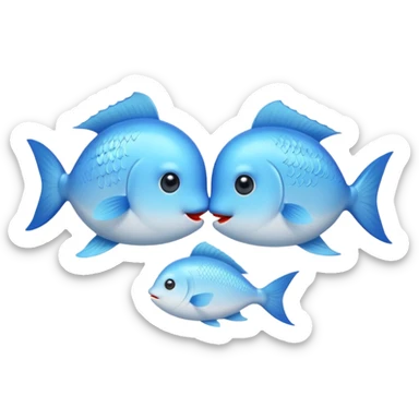 two cute pale blue fishes kissing sticker