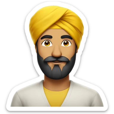 Punjabi guy in yellow turban, with beard and rounded moustache, only face sticker
