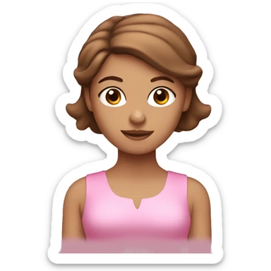 Pink pilates princess with brown hair sticker