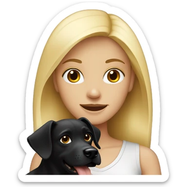 Blonde girl with black dog  sticker
