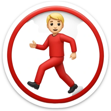 uma placa de transito de proibido com um emoji de um homem andando sticker